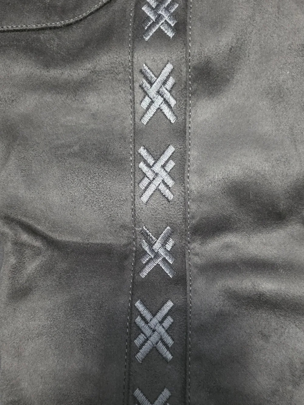 Avenue Gray Over-the-Knee Suede Boots with Decorative Stitching